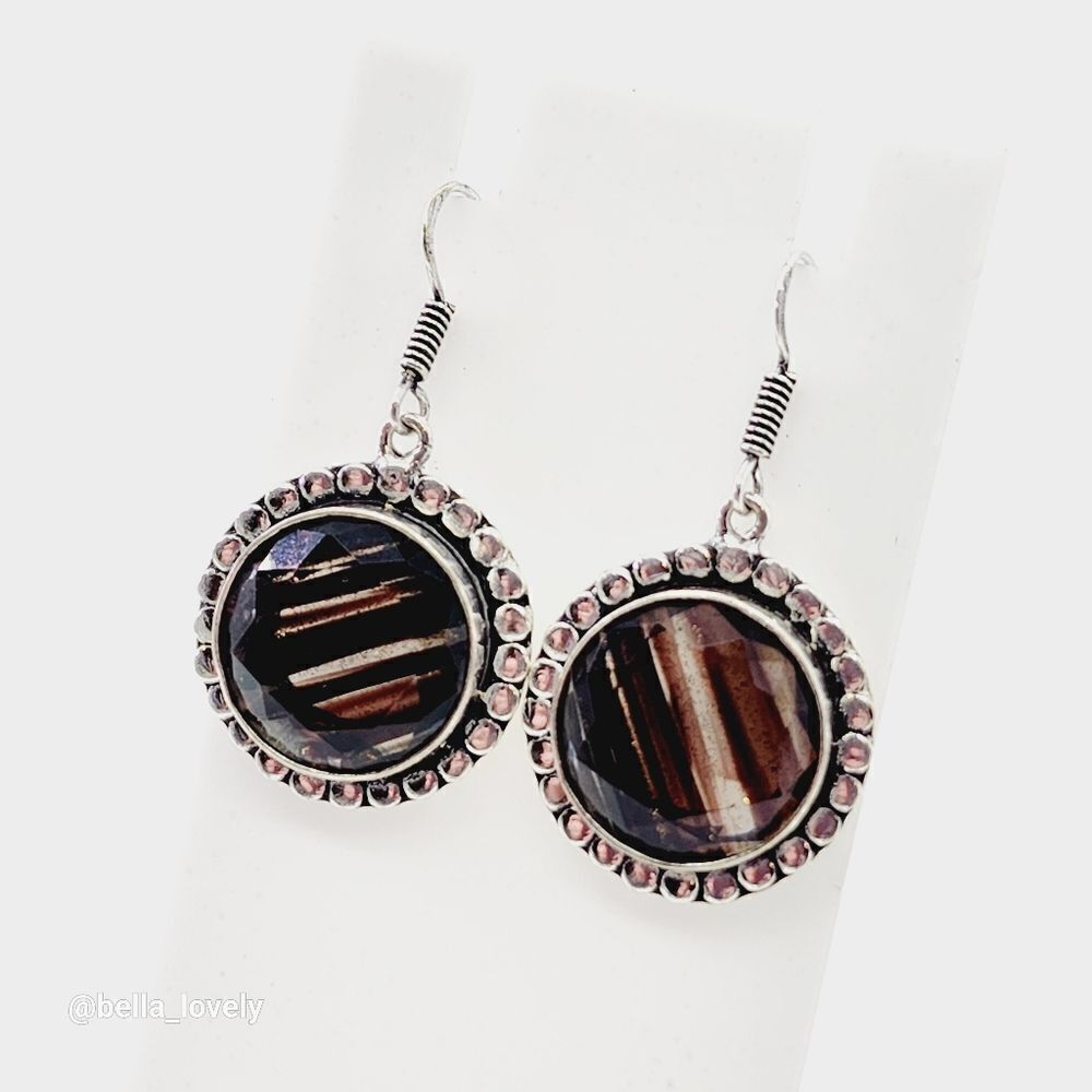 Sparkly Dichroic Glass Handmade Drop Dangle Earrings Jewelry 1.52" - Picture 3 of 5